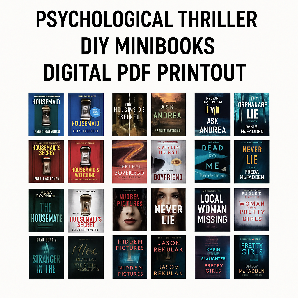 DIY Psychological Thriller MiniBooks – Digital PDF Bundle